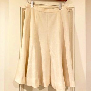Paola Quadretti Alta Moda Cream Gathered Knee-Length Skirt - Made in Italy